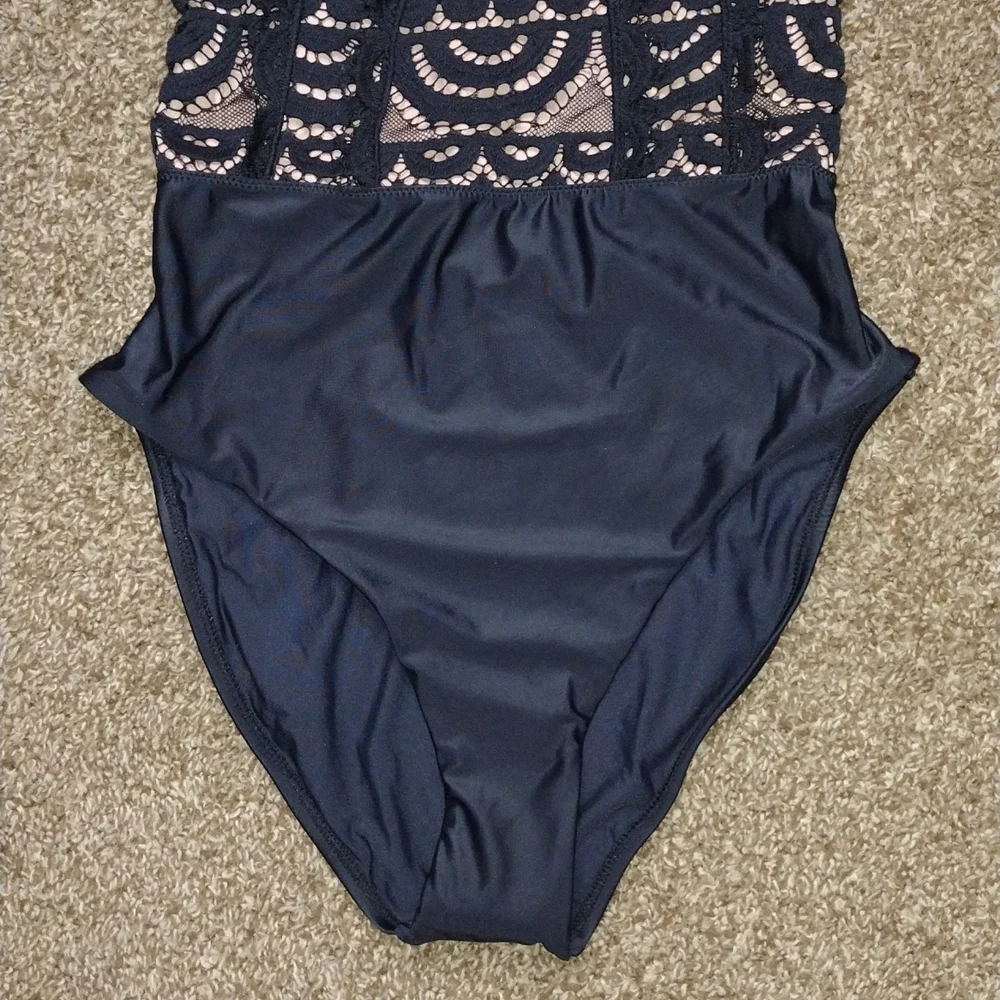 NWT PQ Mid High Neck Lace One Piece Swimsuit - Picture 3 of 15